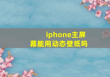 iphone主屏幕能用动态壁纸吗