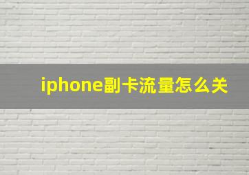 iphone副卡流量怎么关