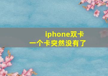 iphone双卡一个卡突然没有了