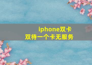 iphone双卡双待一个卡无服务