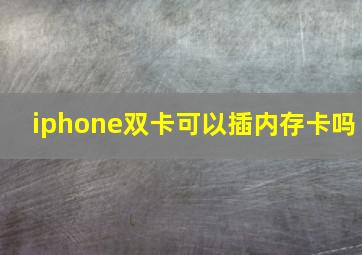 iphone双卡可以插内存卡吗