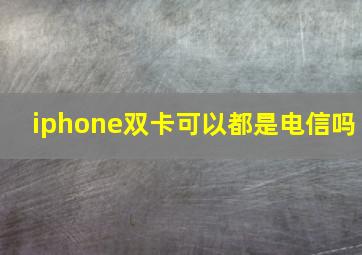 iphone双卡可以都是电信吗