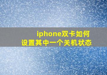 iphone双卡如何设置其中一个关机状态