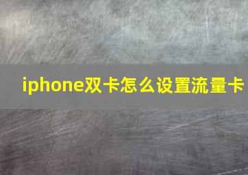 iphone双卡怎么设置流量卡