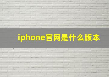 iphone官网是什么版本