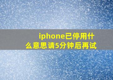 iphone已停用什么意思请5分钟后再试