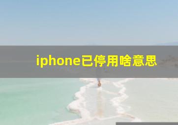 iphone已停用啥意思