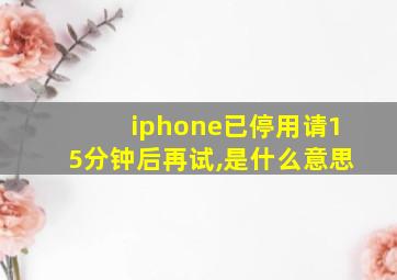 iphone已停用请15分钟后再试,是什么意思