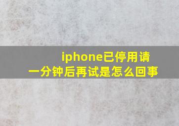 iphone已停用请一分钟后再试是怎么回事