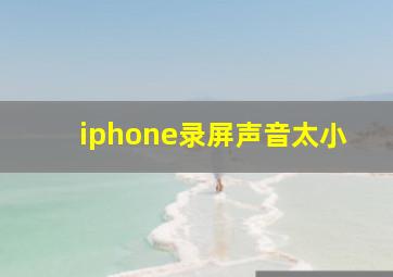 iphone录屏声音太小