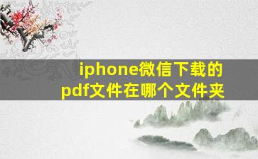 iphone微信下载的pdf文件在哪个文件夹