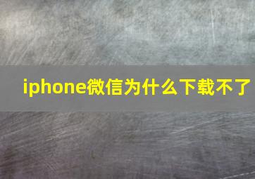 iphone微信为什么下载不了