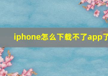 iphone怎么下载不了app了