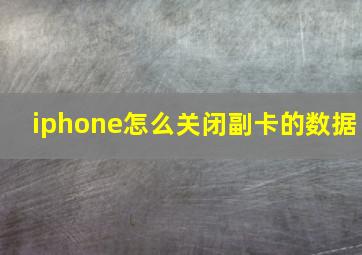 iphone怎么关闭副卡的数据