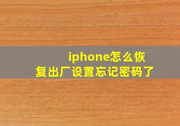 iphone怎么恢复出厂设置忘记密码了