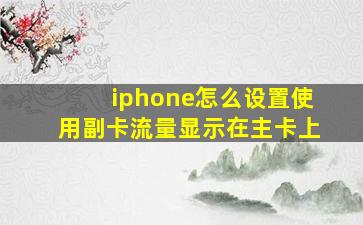 iphone怎么设置使用副卡流量显示在主卡上