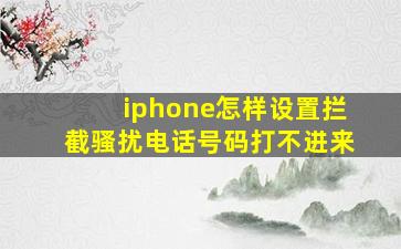 iphone怎样设置拦截骚扰电话号码打不进来