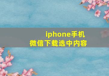 iphone手机微信下载选中内容