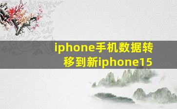 iphone手机数据转移到新iphone15