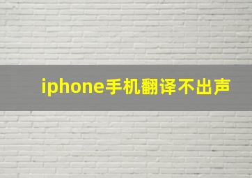 iphone手机翻译不出声