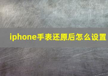 iphone手表还原后怎么设置