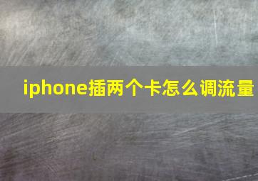 iphone插两个卡怎么调流量