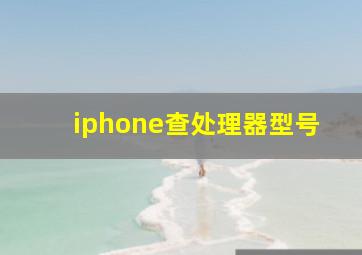 iphone查处理器型号