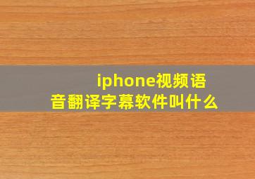 iphone视频语音翻译字幕软件叫什么