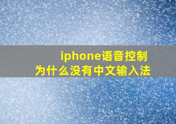 iphone语音控制为什么没有中文输入法