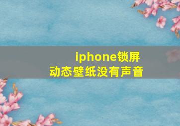 iphone锁屏动态壁纸没有声音