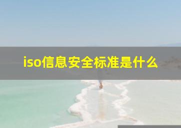 iso信息安全标准是什么