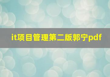 it项目管理第二版郭宁pdf