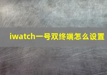 iwatch一号双终端怎么设置