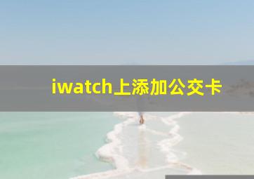 iwatch上添加公交卡