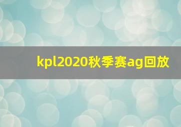 kpl2020秋季赛ag回放