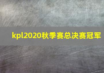 kpl2020秋季赛总决赛冠军