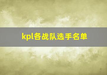 kpl各战队选手名单