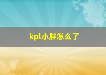 kpl小胖怎么了