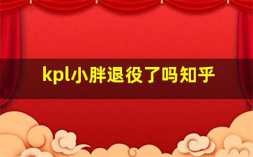 kpl小胖退役了吗知乎