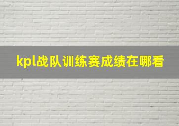 kpl战队训练赛成绩在哪看