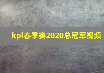 kpl春季赛2020总冠军视频