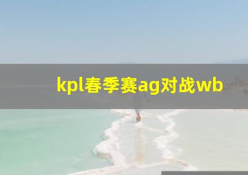 kpl春季赛ag对战wb