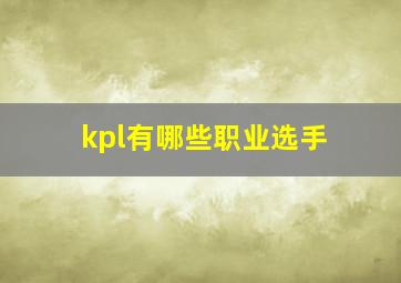 kpl有哪些职业选手