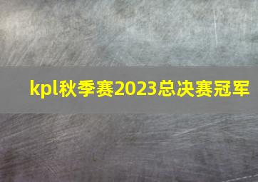 kpl秋季赛2023总决赛冠军