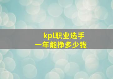 kpl职业选手一年能挣多少钱