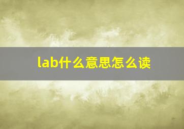 lab什么意思怎么读