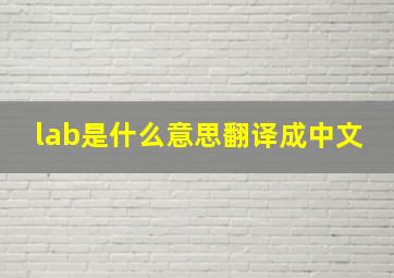 lab是什么意思翻译成中文