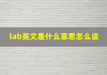 lab英文是什么意思怎么读