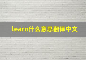 learn什么意思翻译中文