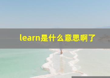 learn是什么意思啊了